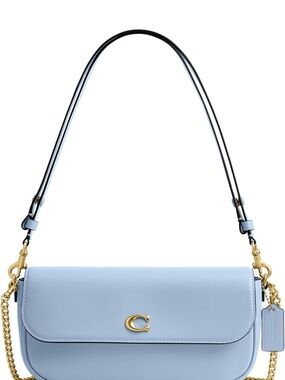 Coach Brook Flap Chain Bag Blue Refined Calf Leather Gold Hardware Like New